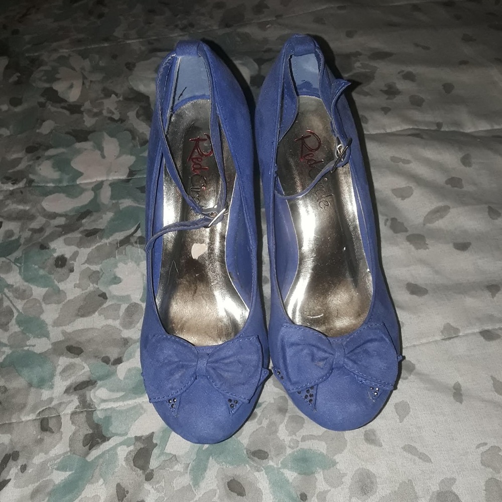 Blue Suede Shoes (faux, wedges) Sz 7